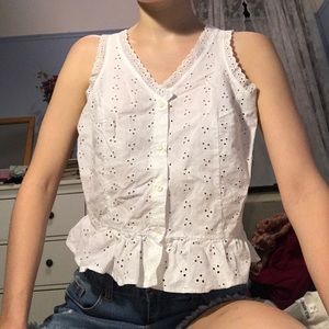 SOLD White eyelet blouse tank top